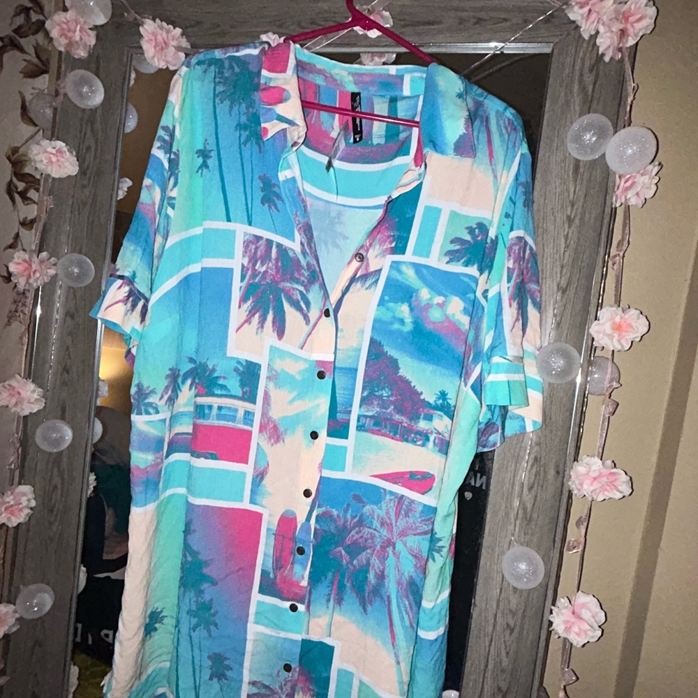 Torrid Gauze Button Through Cover-up Dress Shirt Dress Polaroid Detail